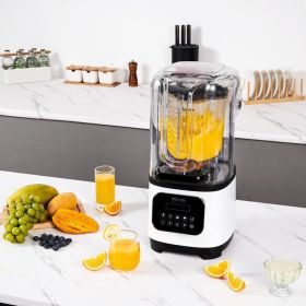 Professional Blender With Shield, Commercial Countertop Blenders, 68 Oz Jar Blender Combo, Stainless Steel 9 Speed & 5 Functions Blender, For Sha (Option: White)