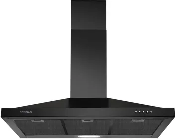 Range Hood 36 Inch Black Wall Mount Range Hood In Black Stainless Steel Kitchen Vent Hood (Option: Black)